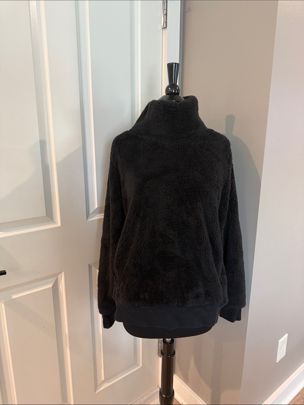 lukka Black Teddy Fleece Turtleneck Jacket